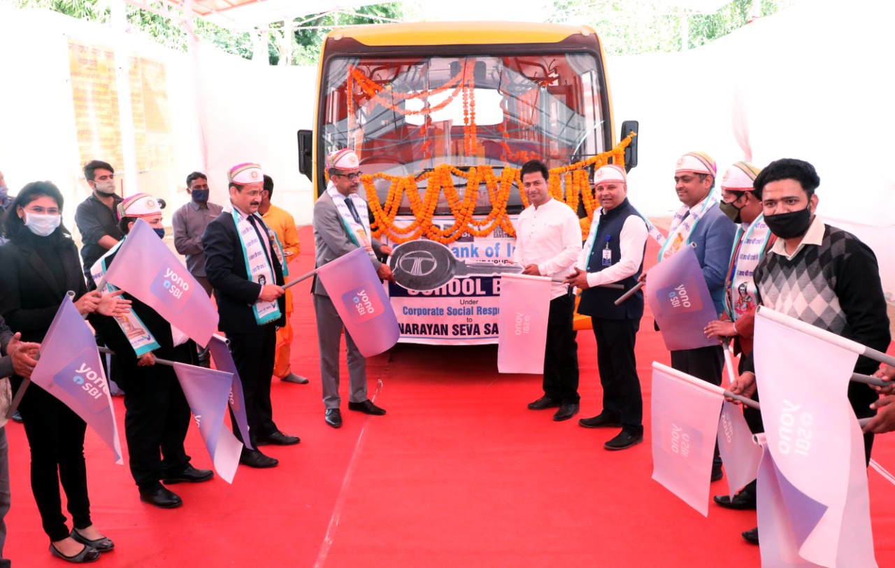 SBI Bank collaborates with Narayan Seva Sansthan: Initiates comfortable school transport to differently abled
